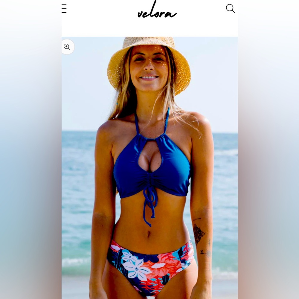 Drawstring Front Cutout Floral Print Bikini Set
